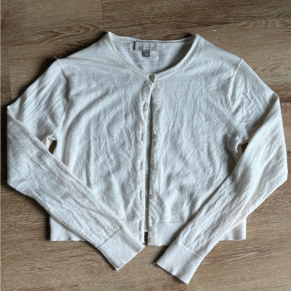 J.Crew Cream Featherweight Cashmere Cardigan